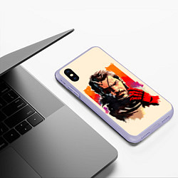 Чехол iPhone XS Max матовый Босс с повязкой, цвет: 3D-светло-сиреневый — фото 2