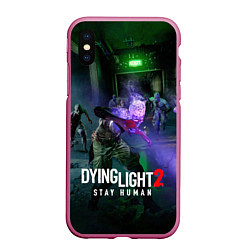 Чехол iPhone XS Max матовый Dying Light: Stay Human - логово зомби, цвет: 3D-малиновый