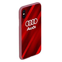 Чехол iPhone XS Max матовый Audi red полосы, цвет: 3D-малиновый — фото 2