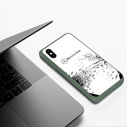 Чехол iPhone XS Max матовый Mercedes-Benz - Брызги, цвет: 3D-темно-зеленый — фото 2