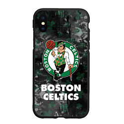 Чехол iPhone XS Max матовый Бостон Селтикс, Boston Celtics, НБА, цвет: 3D-черный