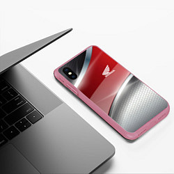 Чехол iPhone XS Max матовый Honda Текстура, цвет: 3D-малиновый — фото 2