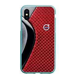 Чехол iPhone XS Max матовый Volvo Logo Texture, цвет: 3D-мятный