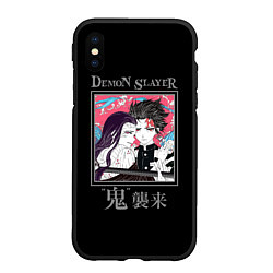 Чехол iPhone XS Max матовый Demon slayer - Tanjiro and Nezuko Kamado, цвет: 3D-черный