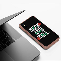 Чехол iPhone XS Max матовый ROCK AND ROLL розы, цвет: 3D-коричневый — фото 2