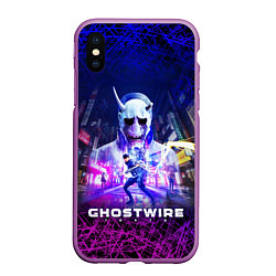 Чехол iPhone XS Max матовый GhostWire: Tokyo, цвет: 3D-фиолетовый