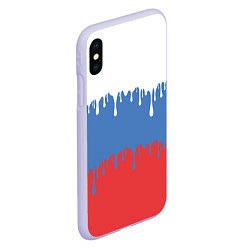 Чехол iPhone XS Max матовый Флаг России потёки, цвет: 3D-светло-сиреневый — фото 2