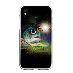 Чехол iPhone XS Max матовый Рыба в лесу, цвет: 3D-белый