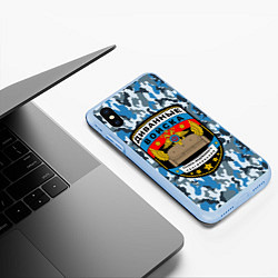 Чехол iPhone XS Max матовый Диванные Войска камуфляж, цвет: 3D-голубой — фото 2
