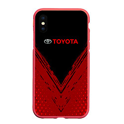 Чехол iPhone XS Max матовый Toyota Красная текстура, цвет: 3D-красный