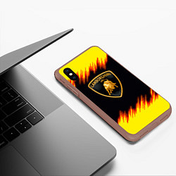 Чехол iPhone XS Max матовый Lamborghini Neon, цвет: 3D-коричневый — фото 2