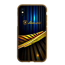 Чехол iPhone XS Max матовый Lamborghini - Марка автомобиля, цвет: 3D-коричневый