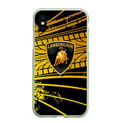 Чехол iPhone XS Max матовый Lamborghini - Следы от шин, цвет: 3D-салатовый