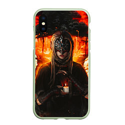 Чехол iPhone XS Max матовый FIRE KEEPER Dark SOULS III Дарк соулс, цвет: 3D-салатовый