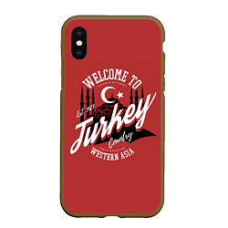Чехол iPhone XS Max матовый Турция - Turkey, цвет: 3D-коричневый