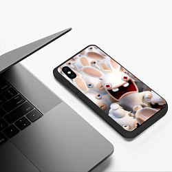 Чехол iPhone XS Max матовый Бешеные кролики в толпе, цвет: 3D-черный — фото 2