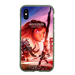 Чехол iPhone XS Max матовый Horizon Forbidden West game poster, цвет: 3D-темно-зеленый