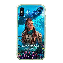 Чехол iPhone XS Max матовый Элой Horizont Forbidden West, цвет: 3D-салатовый