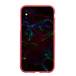 Чехол iPhone XS Max матовый CURVE NEON ABSTRACTION, цвет: 3D-красный