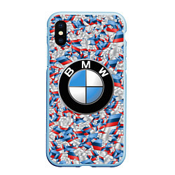 Чехол iPhone XS Max матовый BMW M PATTERN LOGO, цвет: 3D-голубой