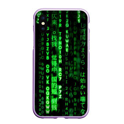 Чехол iPhone XS Max матовый ЗЕЛЁНЫЙ НЕОН НА ЧЁРНОМ, цвет: 3D-сиреневый
