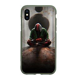 Чехол iPhone XS Max матовый Медитация и пост, цвет: 3D-темно-зеленый