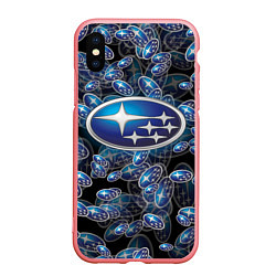 Чехол iPhone XS Max матовый SUBARU BIG LOGO PATTERN, цвет: 3D-баблгам