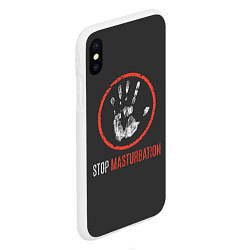 Чехол iPhone XS Max матовый STOP MASTURBATION, цвет: 3D-белый — фото 2