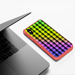 Чехол iPhone XS Max матовый Градиентный клетчатый узор, цвет: 3D-красный — фото 2