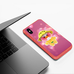 Чехол iPhone XS Max матовый УТОЧКА ЛАЛАФАНФАН С Лягушонком, цвет: 3D-красный — фото 2