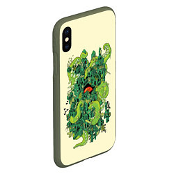 Чехол iPhone XS Max матовый Дом Ктулху, цвет: 3D-темно-зеленый — фото 2