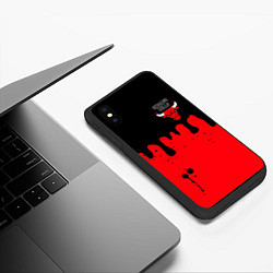 Чехол iPhone XS Max матовый Chicago Bulls Чикаго Буллз Логотип, цвет: 3D-черный — фото 2