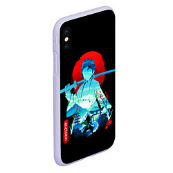 Чехол iPhone XS Max матовый Танджиро Комадо Силуэт Клинок рассекающий демонов, цвет: 3D-светло-сиреневый — фото 2