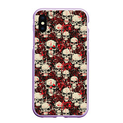 Чехол iPhone XS Max матовый Кровавые Черепа Skulls, цвет: 3D-сиреневый