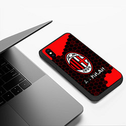 Чехол iPhone XS Max матовый МИЛАН AC Milan Соты, цвет: 3D-черный — фото 2