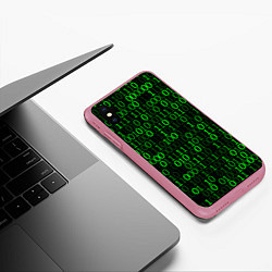 Чехол iPhone XS Max матовый Бинарный Код Binary Code, цвет: 3D-малиновый — фото 2