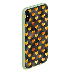 Чехол iPhone XS Max матовый Сердечки Gold and Black, цвет: 3D-салатовый — фото 2