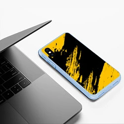 Чехол iPhone XS Max матовый BLACK AND YELLOW GRUNGE ГРАНЖ, цвет: 3D-голубой — фото 2