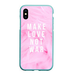 Чехол iPhone XS Max матовый Make love not var, цвет: 3D-мятный