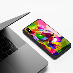 Чехол iPhone XS Max матовый Lion abstraction, цвет: 3D-черный — фото 2