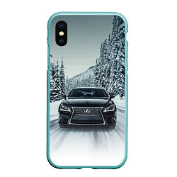 Чехол iPhone XS Max матовый Лексус - зимняя дорога!, цвет: 3D-мятный