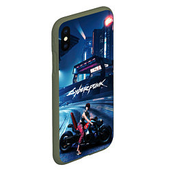 Чехол iPhone XS Max матовый Vi на мото Cyberpunk 2077, цвет: 3D-темно-зеленый — фото 2