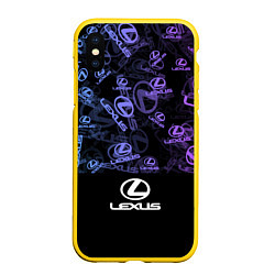 Чехол iPhone XS Max матовый LEXUS LOGO NEON PATTERN, цвет: 3D-желтый