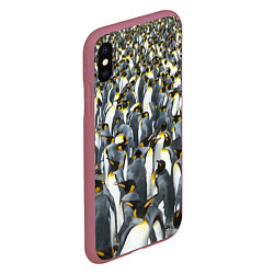 Чехол iPhone XS Max матовый Пингвины Penguins, цвет: 3D-малиновый — фото 2