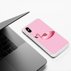 Чехол iPhone XS Max матовый Flamingos Розовый фламинго, цвет: 3D-белый — фото 2