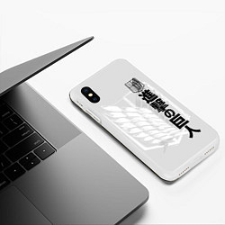 Чехол iPhone XS Max матовый Атака Титанов: эмблема, цвет: 3D-белый — фото 2