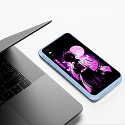 Чехол iPhone XS Max матовый Шинобу Кочо силуэт Клинок рассекающего демона, цвет: 3D-голубой — фото 2