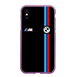 Чехол iPhone XS Max матовый БМВ 3 STRIPE BMW, цвет: 3D-фиолетовый