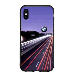 Чехол iPhone XS Max матовый BMW Ночная трасса, цвет: 3D-черный