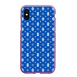 Чехол iPhone XS Max матовый Узор Blue Dope Ski Mask Camo Dope Street Market, цвет: 3D-фиолетовый